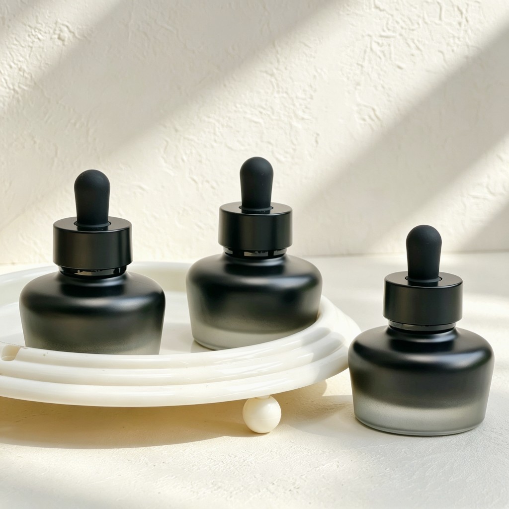 Luxury Skincare Serum - 30ml Frosted Glass Dropper Bottle Dark